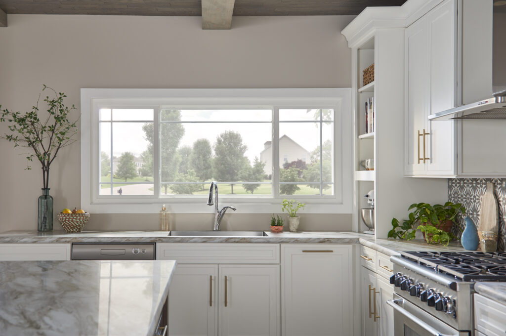 Straight shot of 3-Lite sliding window in kitchen.